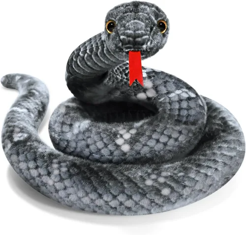 Peluche de serpiente, animal de serpiente de peluche, serpientes de juguete pequeñas de 27 pulgadas para niños, animales de peluche gigantes, Negro