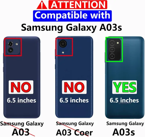 Miniatura 2 de Funda para Samsung Galaxy A03S, con protector de pantalla [prueba de caídas de grado militar], resistente, resistente, a prueba de golpes, para Negro