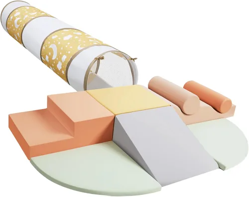 Miniatura 7 de Juguetes de escalada para niños pequeños, juego de 9 piezas de bloques de espuma suave para escalar y pasar a través de un túnel, juguetes