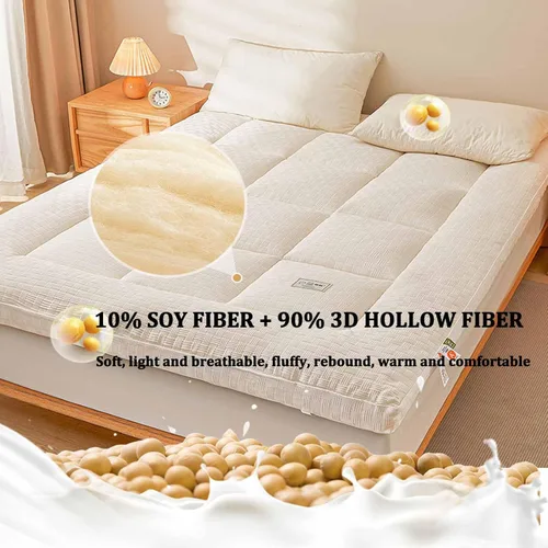 Miniatura 4 de Japanese Floor Mattress Foldable & Portable Roll Up Futon Mattress 4 Inch, Warm Top Mattress Topper, Quilted Fitted Mattress Protector Pillow Top