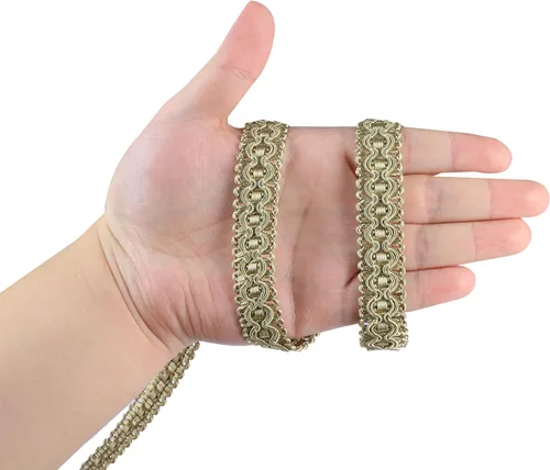 Miniatura 3 de Gimp - Ribete de trenza, 0.7 pulgadas / 10M (10.9 yardas) Ribete de tela para cortinas, tapicería, costura, manualidades DIY a mano, disfraces y Oro