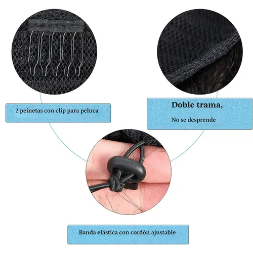 Miniatura 9 de Cola de caballo de cabello humano afro para mujeres negras, con cordón, 150 % de densidad, cabello virgen rizado 10A, extensiones de cabello 4C