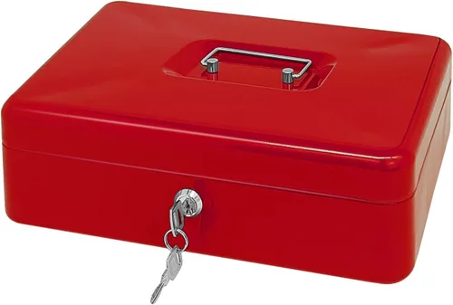 Miniatura 15 de Caja de efectivo de acero con cerradura de llave, organizador de dinero pequeño de metal con bandeja para dinero, caja de almacenamiento de efectivo