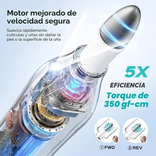 Miniatura 4 de COSLUS Kit Profesional de Manicura y Pedicura, Lima de Uñas Eléctrica 5 en 1 para Cuidado de Uñas de Manos y Pies - Rectificador Más Ancho para Uñas