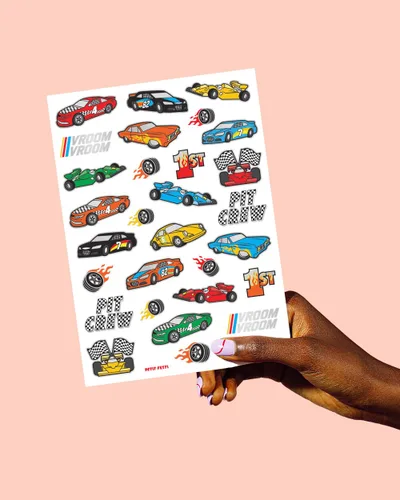 Miniatura 5 de xo, Fetti Suministros de fiesta de autos de carreras, tatuajes temporales - 46 estilos de aluminio Cumpleaños de carreras de autos de carreras