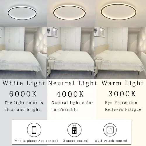 Miniatura 2 de Lámpara de techo LED regulable de montaje empotrado, lámpara de techo empotrada redonda moderna de 20 pulgadas con ajuste de aplicación