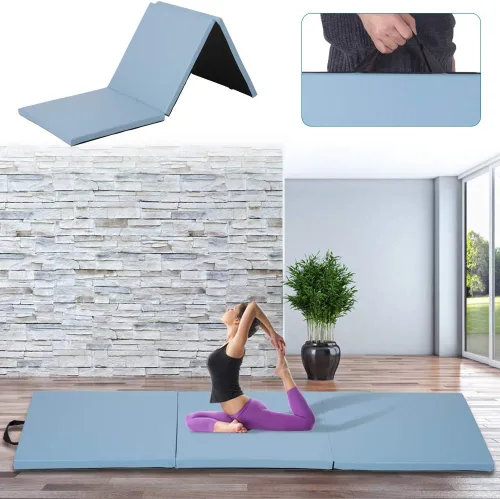 Colchoneta de gimnasia para yoga, extra gruesa, plegable, para gimnasio en casa, con asas de transporte, 4 x 8 x 2 pulgadas, antidesgarros, panel de