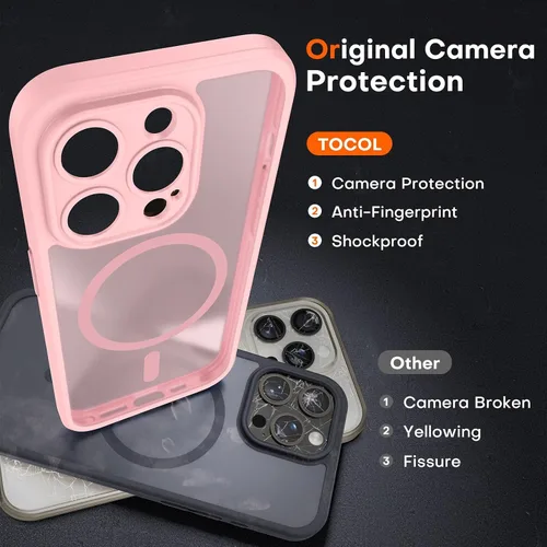 Miniatura 742 de TOCOL Funda para iPhone 11, compatible con Magsafe, protección completa de cámara, imanes integrados, protección contra caídas, funda translúcida