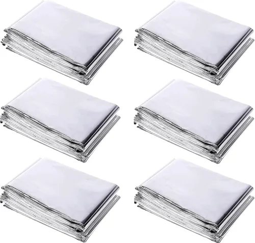 Paquete de 6 láminas reflectantes de Mylar plateadas, 83 x 52 pulgadas, hojas de aluminio para cubierta de invernadero de jardín para crecimiento de