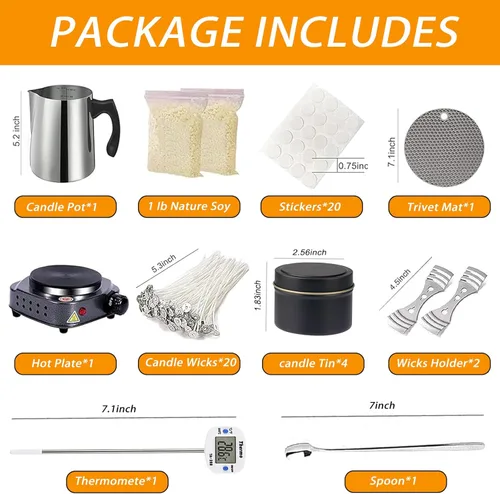 Miniatura 2 de BBAXI Kit de fabricación de velas con placa caliente electrónica, derretidor de cera de vela para derretir, incluye olla de fusión, placa caliente