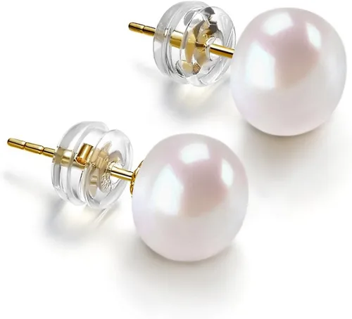 Miniatura 5 de PAVOI - Aretes de perlas AAA+ cultivadas de agua dulce, color blanco, oro de 14 quilates