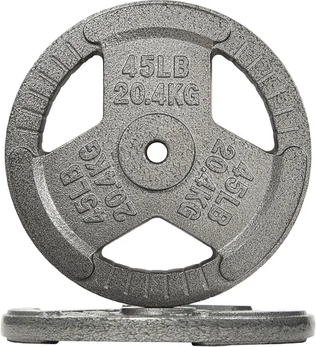 Miniatura 8 de Fitvids Placa de pesas estándar de hierro fundido de 1 pulgada para entrenamiento de fuerza y levantamiento de pesas, varios pesos disponibles