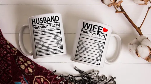 Miniatura 4 de CBTwear Datos nutricionales del marido y la esposa – Taza de café de cerámica de 11 oz para parejas, divertidas tazas de aniversario para marido