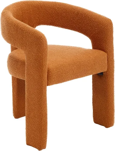 Miniatura 11 de Silla Moderna de Comedor Barrel, Silla Tapizada de Cocina de Piel Sintética con Brazos, Silla Lateral Cómoda para Sala de Estar/Oficina en Gris Pu