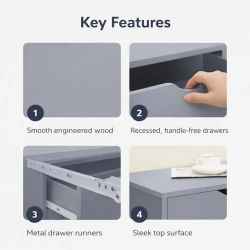 Miniatura 3 de Naomi Home Bianca - Cómoda alta y estrecha de 9 cajones, gabinete de almacenamiento compacto de 13.8 pulgadas de ancho gris con cajones