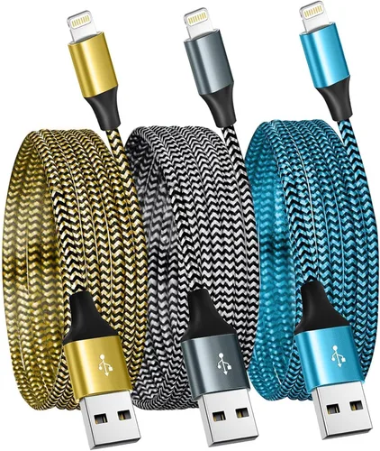 Miniatura 8 de SHUSEL Paquete de 3 cargadores para iPhone, cable Lightning USB de 6 pies, certificado MFi, carga rápida, nailon trenzado para iPhone, cable