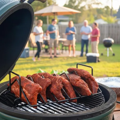 Miniatura 8 de Estante en forma de V para barbacoa para ahumar y asar, estante para asar pavo para huevos grandes y verdes, Kamad Joe, Primo, Visión, estante