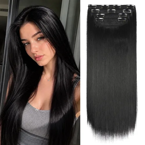 Miniatura 27 de 4 extensiones de cabello sintético suave y natural para mujer, rubio miel, mezcla de castaño castaño, extensiones para mujer