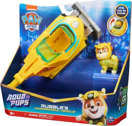 Miniatura 8 de Paw Patrol Aqua Pups Rubble - Vehículo transformable de tiburón martillo con figura de acción coleccionable, juguetes para niños a partir de 3 años