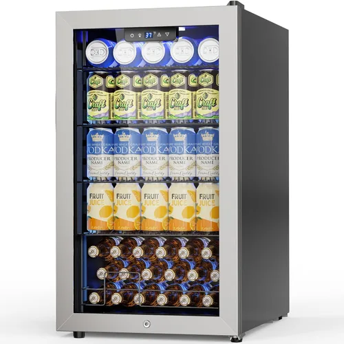 Miniatura 21 de Velivi Mini refrigerador con puerta de cristal, nevera pequeña, escritorio, enfriador de bebidas para bebidas de cerveza, 1.4 pies cúbicos