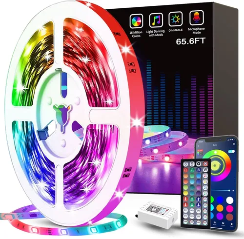 Miniatura 12 de Tenmiro - Tira de luces LED de 50 pies, tira de luces LED inteligente con sincronización de música, cambio de color, control de aplicación y control