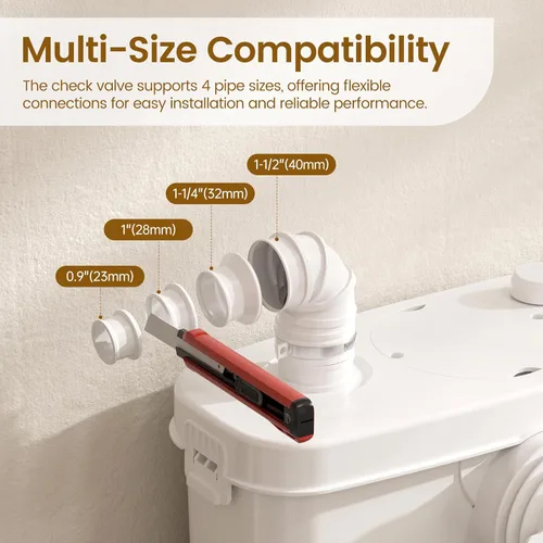 Miniatura 6 de SUPERFLO Sistema de Inodoro Macerador de 500W Upflush para Sótano con 4 Entradas de Agua para Baño y Garaje, Sistema de Bomba de Inodoros