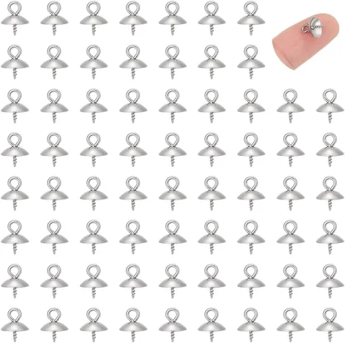 Miniatura 11 de UNICRAFTALE 100 piezas de acero inoxidable tornillo ojo pin peg fianzas taza perla clavija fianzas pin colgantes, tornillos de ojo conectores, acero