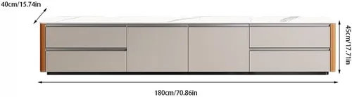 Miniatura 2 de TV Cabinet Stand TV Stand Home Audio-Visual Cabinet Living Room Entertainment Center Leather Storage Cream Style Floor(180 * 40 * 45cm)