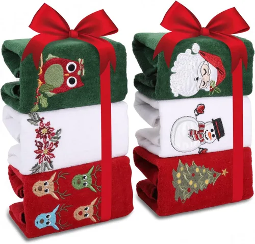 Miniatura 7 de Toallas de mano navideñas de gran tamaño para baño, 15 x 24 pulgadas, paquete de 3, toallas de cocina de algodón navideñas, juegos de toallas