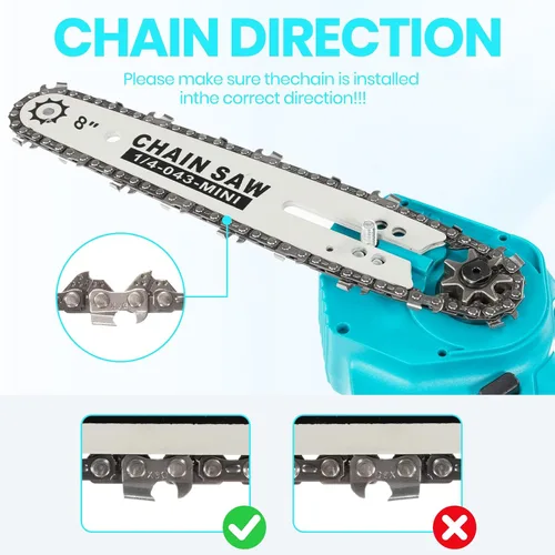 Miniatura 6 de Cadenas de motosierra de 8 pulgadas, hojas de motosierra 3 piezas, paso LP de 1/4 pulgadas, calibre de 0.043 pulgadas, 46 eslabones de transmisión
