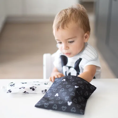 Miniatura 4 de Bumkins Disney Bolsas reutilizables para sándwiches y aperitivos, para el almuerzo escolar de niños y para porciones de adultos, tela lavable, bolsa