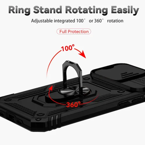 Miniatura 5 de Funda para iPhone 13 Pro, con cubierta para lente de cámara, protector de pantalla HD, [grado militar] anillo de montaje en coche con soporte Negro