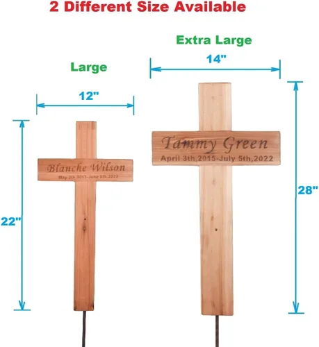 Miniatura 3 de Estacas de Cruz Memorial Personalizadas de Madera para Mascotas, Perro, Gato, Borde de Carretera, Exterior, Cementerio, Tumba, Funeral, Cruz Grande