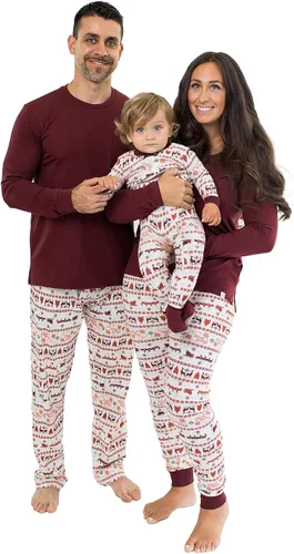 Burt's Bees Baby - Conjuntos de pijamas de Navidad familiares a juego, de algodón orgánico, para niños, bebés, mujeres y adultos