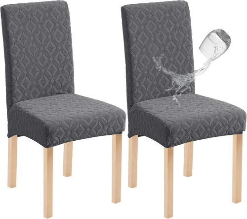 Miniatura 34 de Genina Juego de 4 fundas impermeables para sillas de comedor, extraíbles y lavables, color beige grande