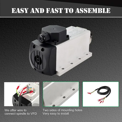 Miniatura 4 de Kits de motor de husillo CNC, 110 V, 1.5 KW, ER11, motor de husillo cuadrado refrigerado por aire, motor CNC de husillo CNC + 110 V 1.5 KW VFD +