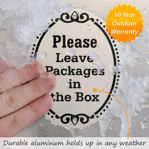 Miniatura 9 de SmartSign Letrero de puerta con placa de diamante con texto en inglés "Please Leave Packages in the Box", aluminio de 4 x 5 pulgadas, fabricado