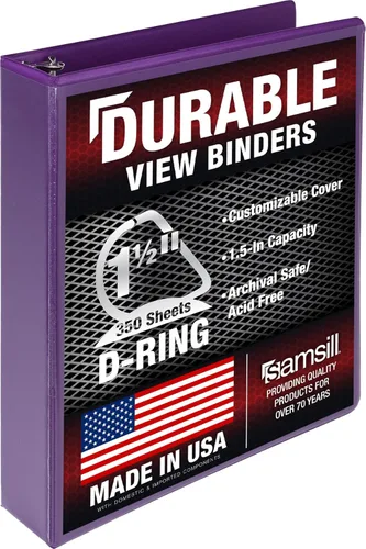 Miniatura 42 de Samsill Carpeta duradera de 1.5 pulgadas, fabricada en los Estados Unidos, carpeta de anillos en D, carpeta transparente personalizable, color rojo