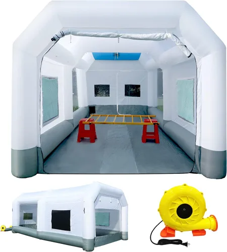 GORILLASPRO Cabina de pintura inflable portátil de 16.5 x 10 x 8 pies, cabina de pulverización inflable con soplador de 550 W, sistema de filtro de