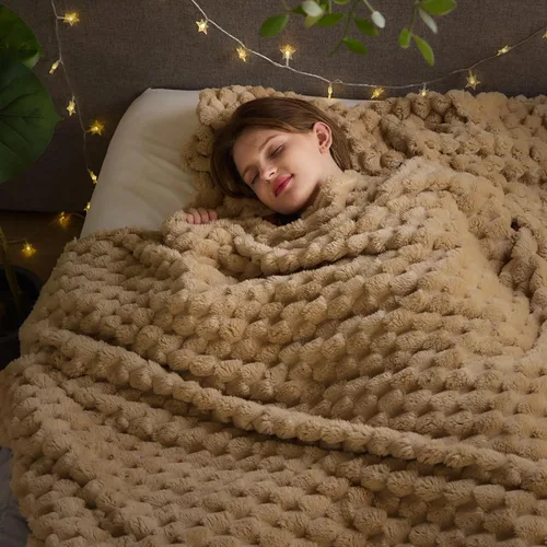 Miniatura 94 de NEWCOSPLAY Manta de Tiro Súper Suave Aqua Franela Sedosa Premium Forro Polar Jacquard Acanalado 3D Ligero Manta de Cama Uso en Todas las Estaciones