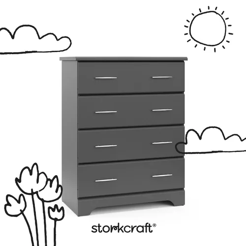 Miniatura 9 de Storkcraft - Cómoda de 4 cajones Brookside (color gris), con certificado GREENGUARD Gold, para habitación de bebé o niños, organizador