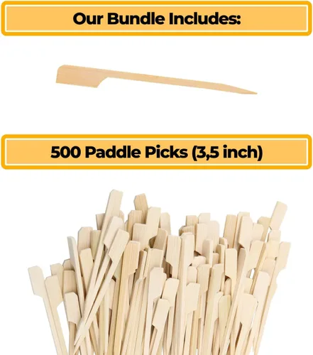 Miniatura 2 de Palillos de bambú para decoración de cupcakes – 3.5 pulgadas (paquete de 500) palillos de dientes para aperitivos – Palitos de decoración