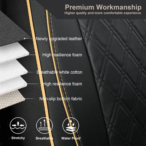 Miniatura 5 de GIANT PANDA Funda de asiento delantero de automóvil para Subaru, fundas de asiento de cubo de piel sintética con ribetes de ajuste personalizado