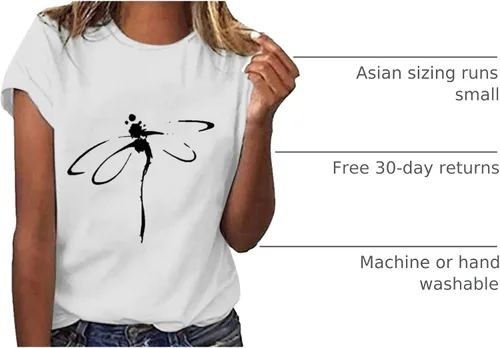 Miniatura 4 de Camiseta con estampado de animales para mujer, camiseta de libélula divertida, linda camiseta de manga corta, blusa de primavera 2023, camisas