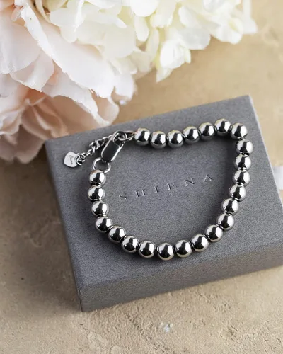 Miniatura 4 de Shiena Pulsera de cadena de bolas de cuentas de acero inoxidable quirúrgico con extensor