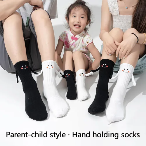 Miniatura 2 de Calcetines a juego para la familia, divertidos calcetines magnéticos de tubo medio, calcetines sonrientes para padres y niños