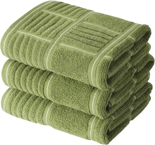 Miniatura 10 de Anyi Toallas de cocina 100% algodón, toallas de platos absorbentes con lazo para colgar, toallas de mano suaves para cocina para lavar y secar