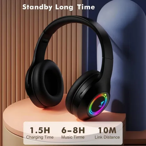 Miniatura 4 de Auriculares Bluetooth Sobre la Oreja, Auriculares Inalámbricos de Baja Latencia, Llamadas Manos Libres, Auriculares de Reducción de Ruido de Graves