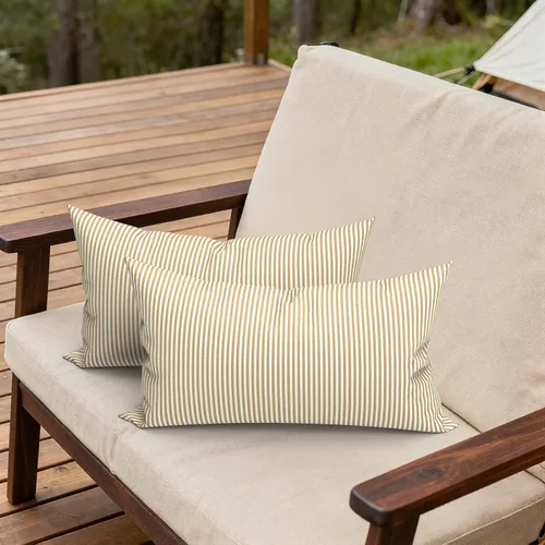 Miniatura 772 de Juego de 2 almohadas para exteriores de 16 x 16 pulgadas, repelentes al agua con interiores, para muebles de patio, hogar, jardín, geometría bohemia