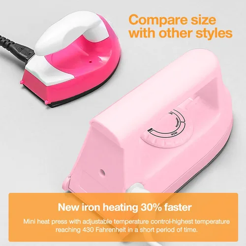 Miniatura 5 de Kit de Máquina de Prensa de Calor Portátil Mini Crafts Iron Handy con Tapete de PVC para Transferencia de Calor, Accesorios de Base de Carga